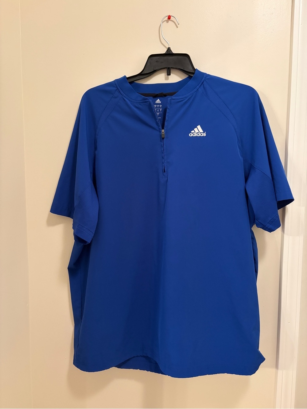 adidas Men's Bright Blue Short Sleeve Half-Zip Performance Windbreaker